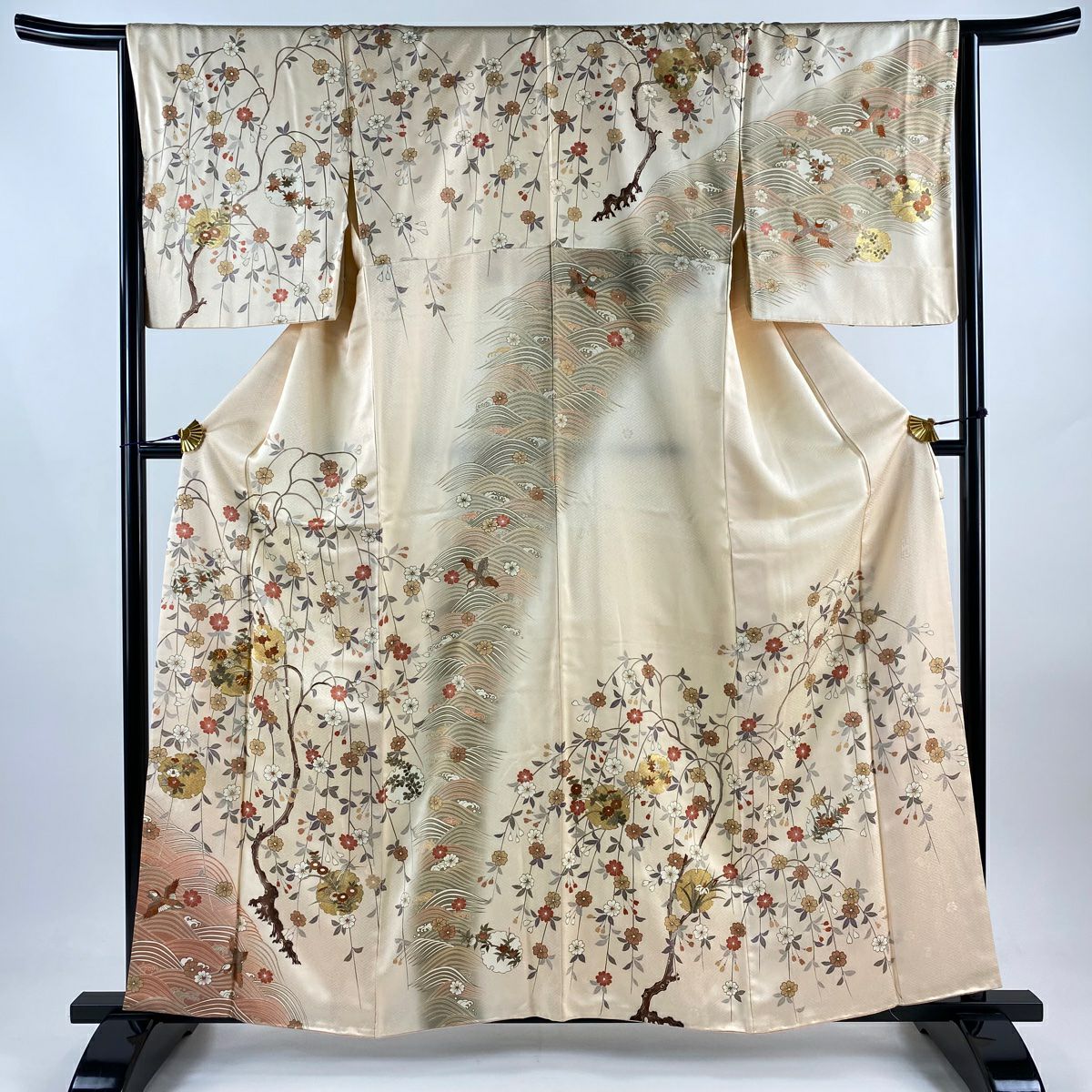 訪問着 身丈158.5cm 裄丈65.5cm M 袷 吾妻徳穂 落款あり 橘 桜