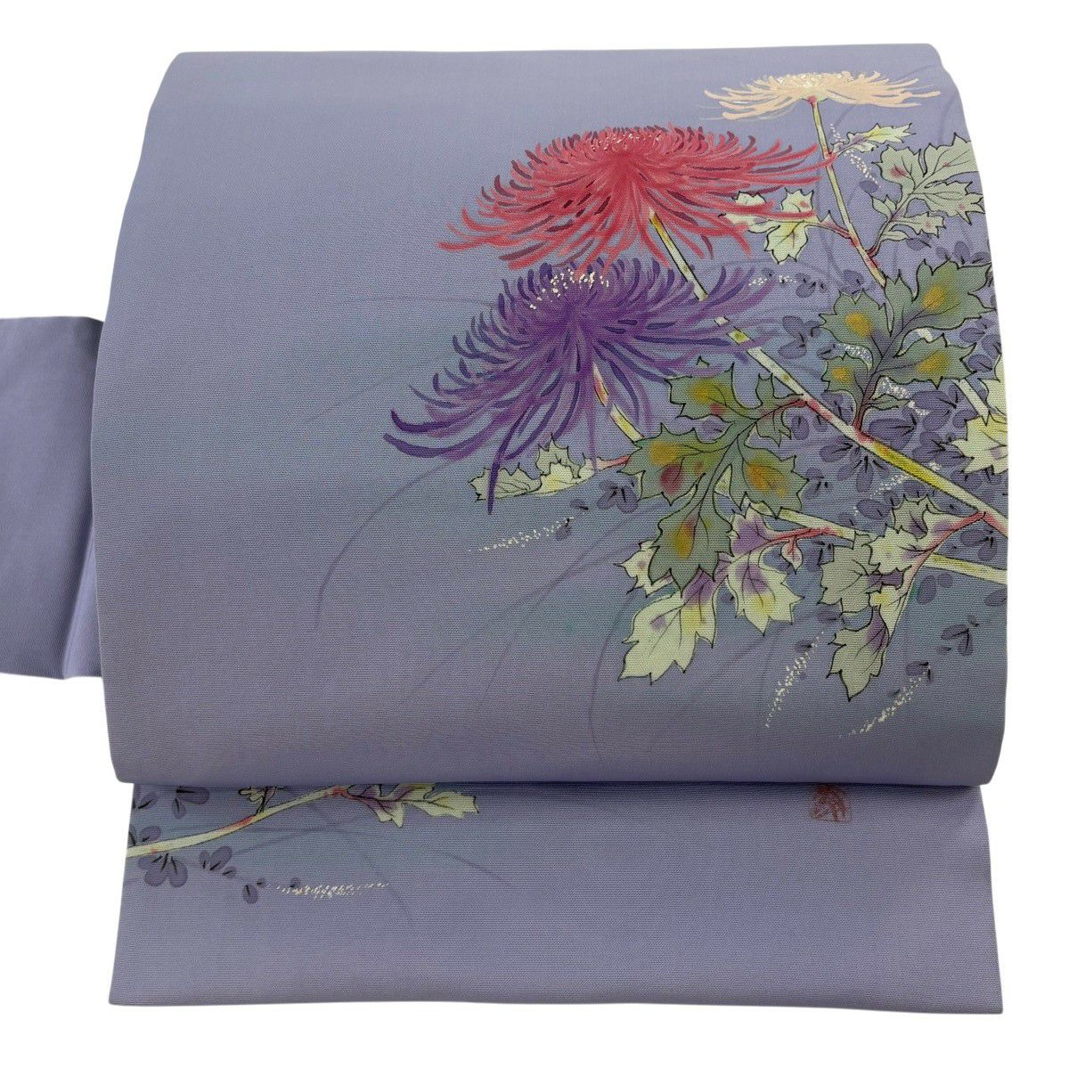 名古屋帯 優品 落款あり 菊 ぼかし 薄紫 正絹｜中古・古着・リサイクル