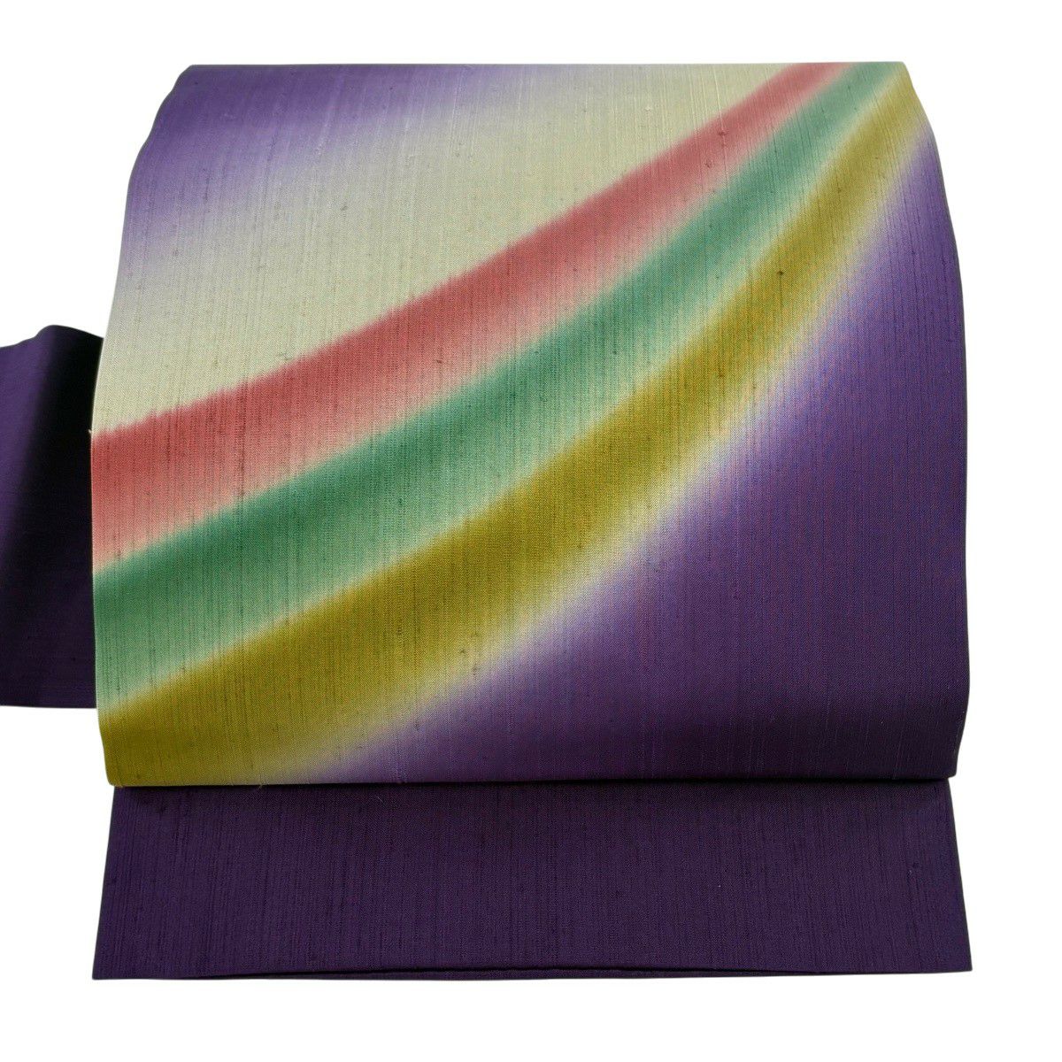 美品】 名古屋帯 秀品 落款あり 紬地 幾何学 紫 正絹｜中古・古着