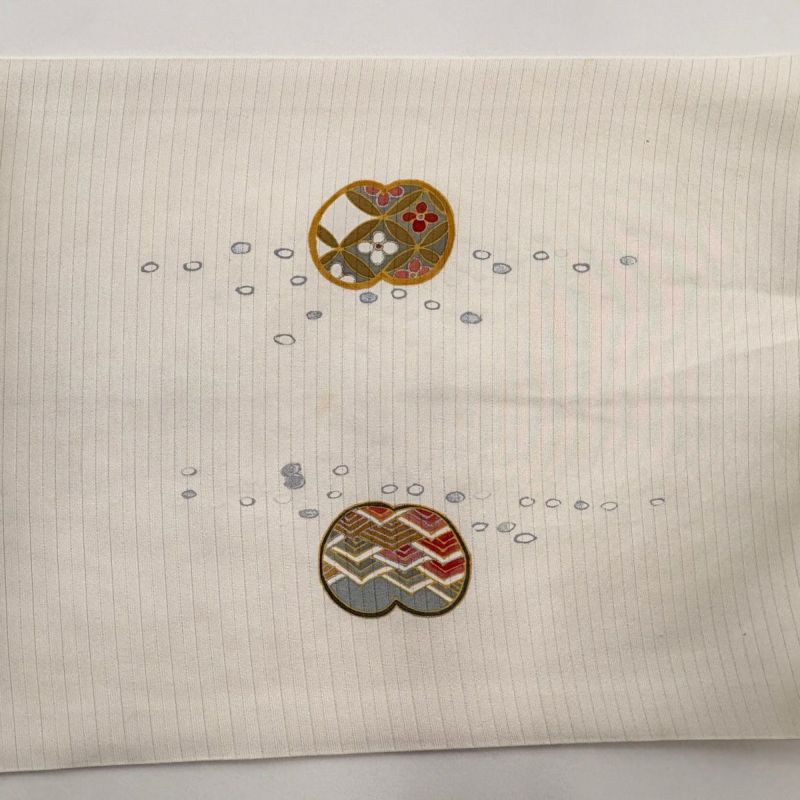 開き名古屋帯 正絹 銀ラメ 刺繍 上品 U-305 着物・浴衣