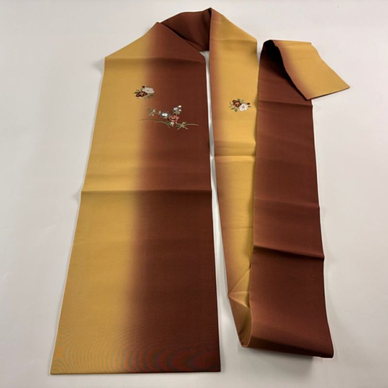 名古屋帯 美品 秀品 草花 刺繍 金糸 茶色 正絹｜中古・古着