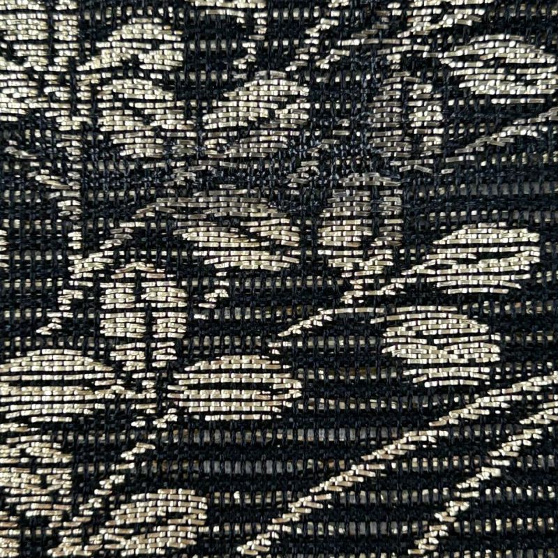 名古屋帯 秀品 夏帯 絽 雪輪 秋草文 金銀糸 箔 青黒 正絹｜中古