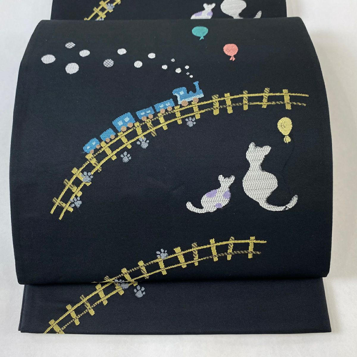 20%OFF 名古屋帯 美品 逸品 子猫 黒 正絹 K30｜中古・古着