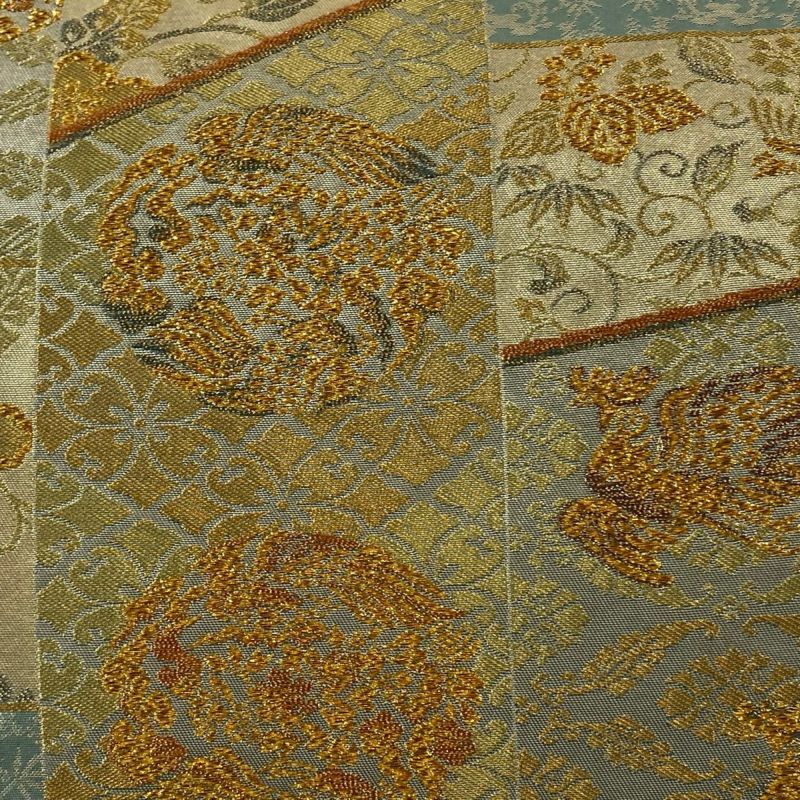 袋帯 美品 秀品 献上裂取宮廷文 金糸 箔 金色 六通 正絹｜中古
