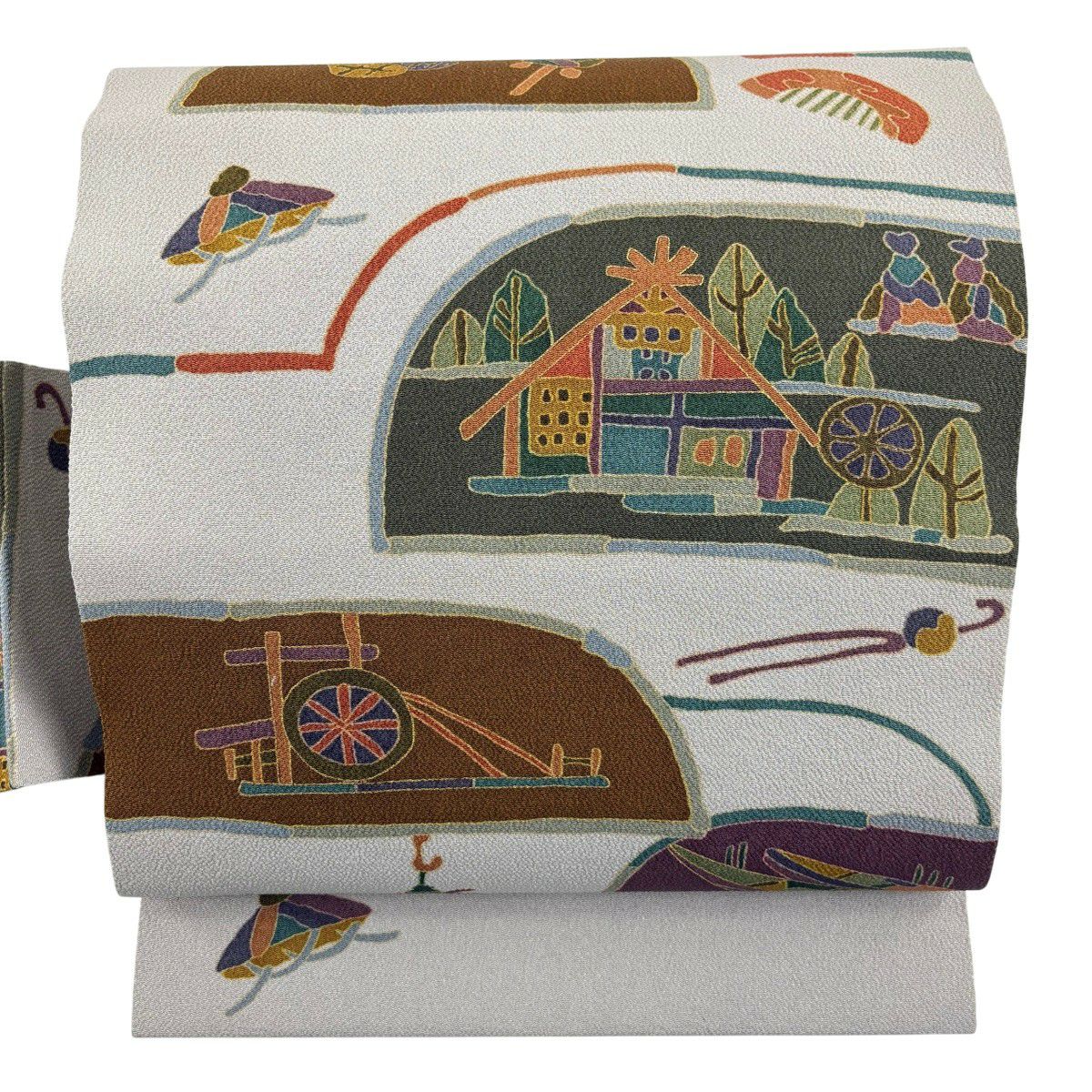 名古屋帯　縞　正絹 美品】 名古屋帯 優品 段縞 金糸 赤茶 正絹 【中古】 - メルカリ