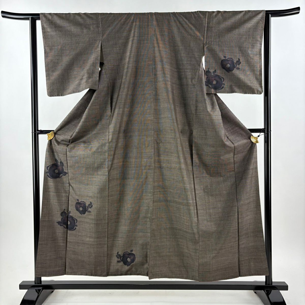 付下げ 身丈156cm 裄丈61.5cm S 袷 宝尽くし 梅 刺繍 金糸 紫 正絹 秀