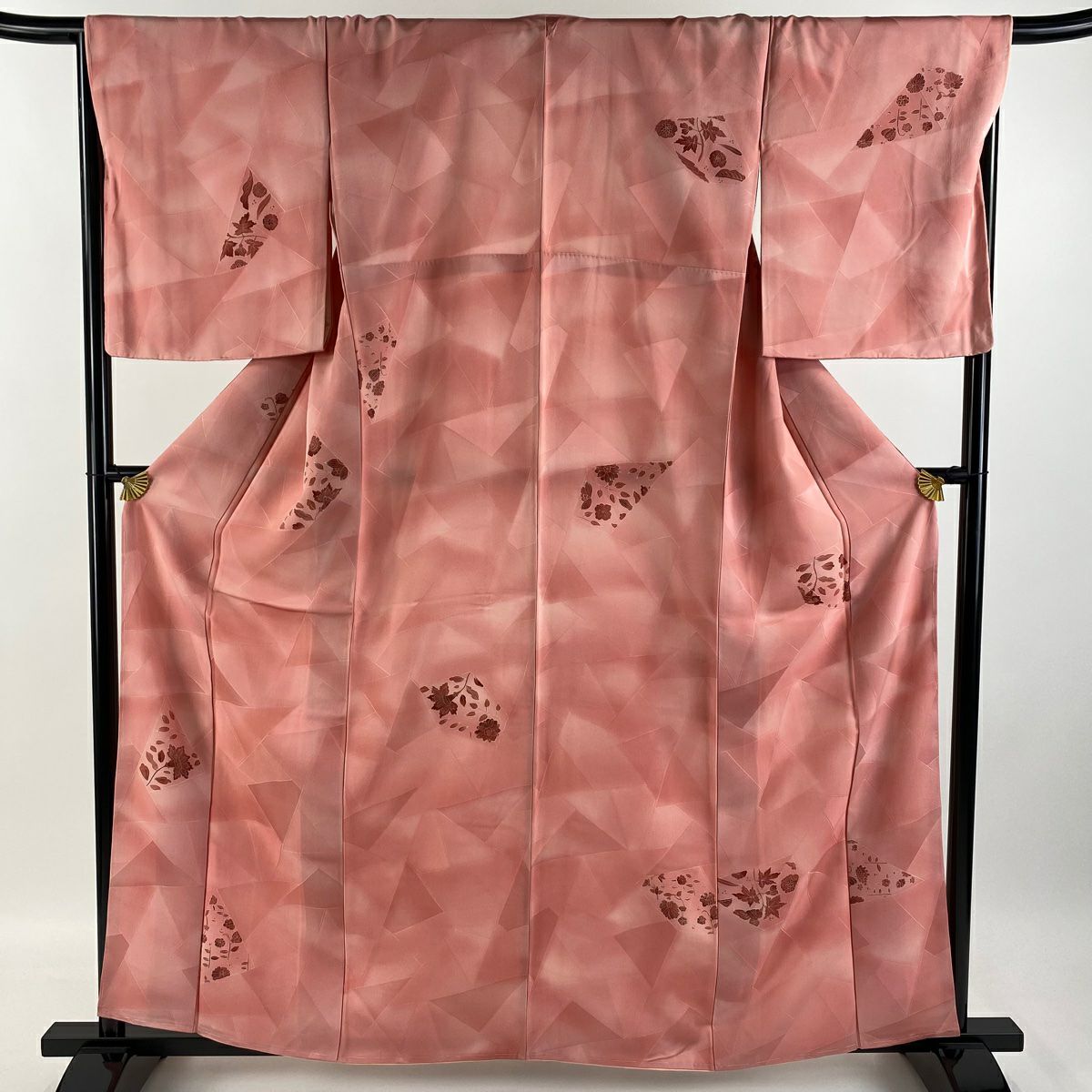 50％OFF 小紋 身丈162.5cm 裄丈64cm M 袷 花 ぼかし ピンク 正絹