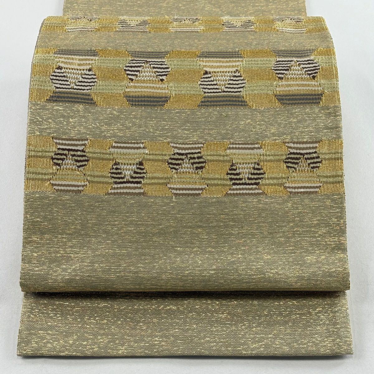 未使用　帯　金糸 高麗組 正絹 帯締め 裏金 柄おまかせ 平組 リバーシブル 帯〆 金糸