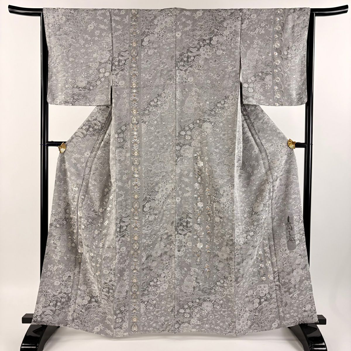 付下げ 身丈164cm 裄丈65cm M 袷 山岡古都 花唐草 草花 刺繍