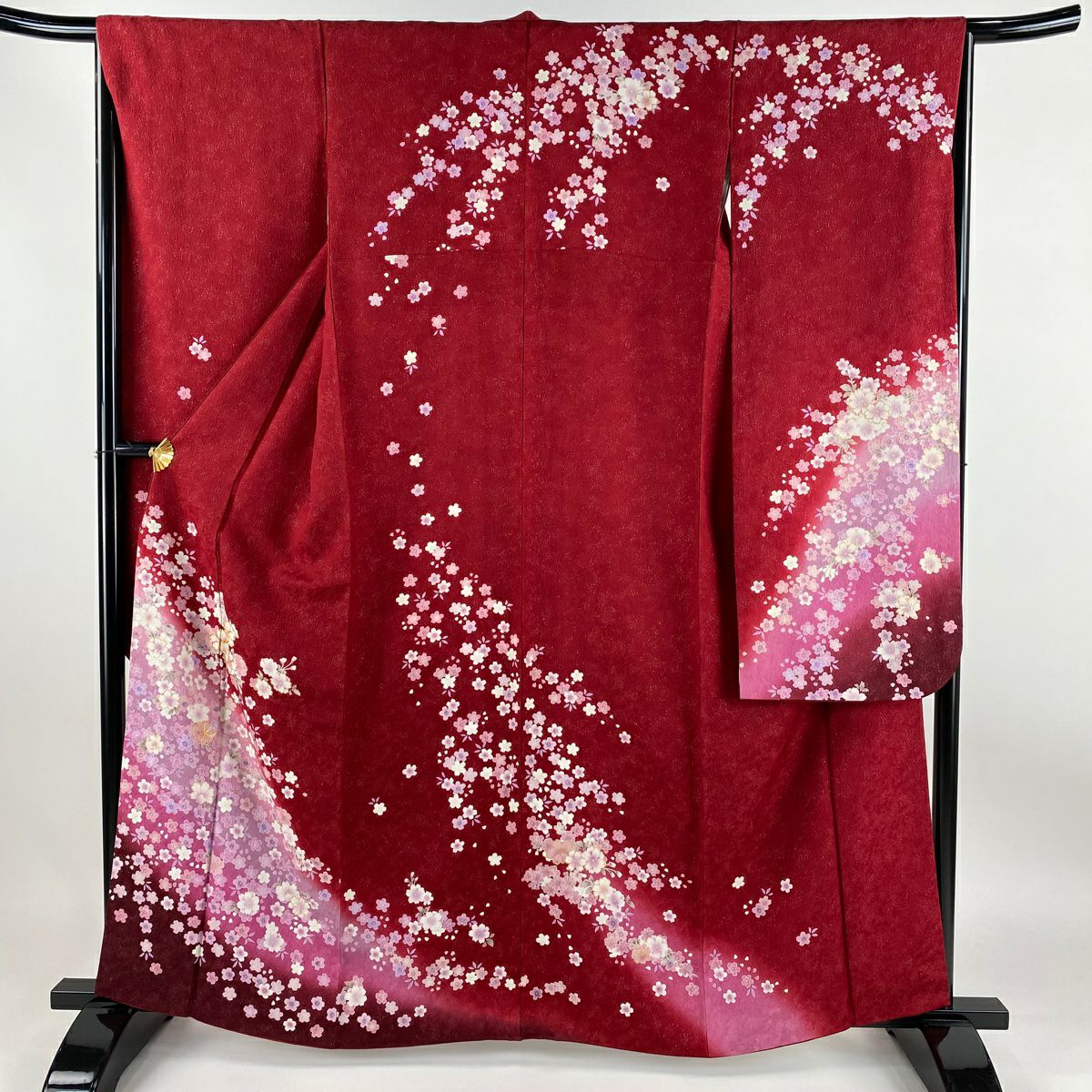 30％OFF 名古屋帯 美品 逸品 桜 枝花 銀通し 金彩 紫 正絹 K30