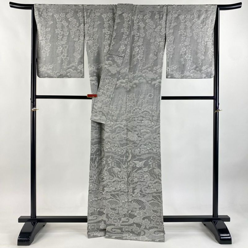 新品 未使用 正絹袷 訪問着 山岡古都 首里琉染 古典文様 白銀鼠色 79fd500abebd38b20148c32fd4a849