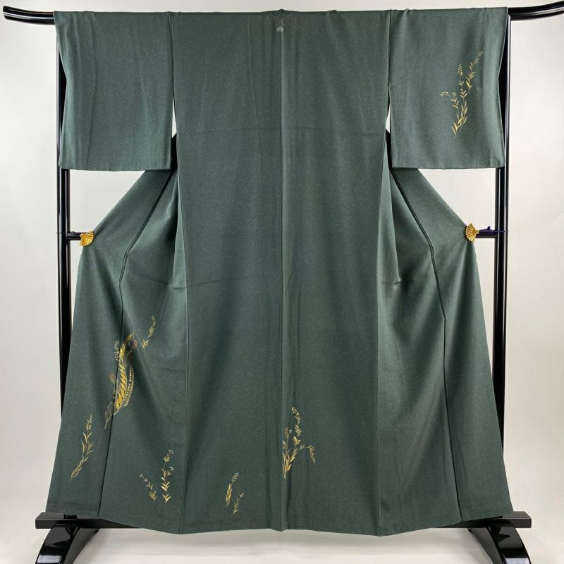 付下げ 身丈159cm 裄丈67cm M 袷 草花 幾何学模様 金糸 金彩