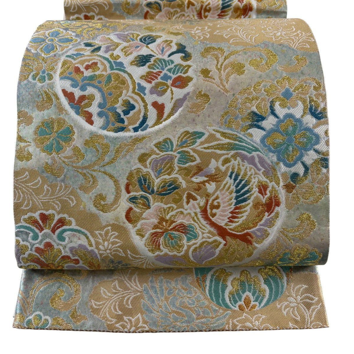 袋帯 名品 新小石丸 華文 草花 箔 金糸 黒 六通 正絹｜中古・古着