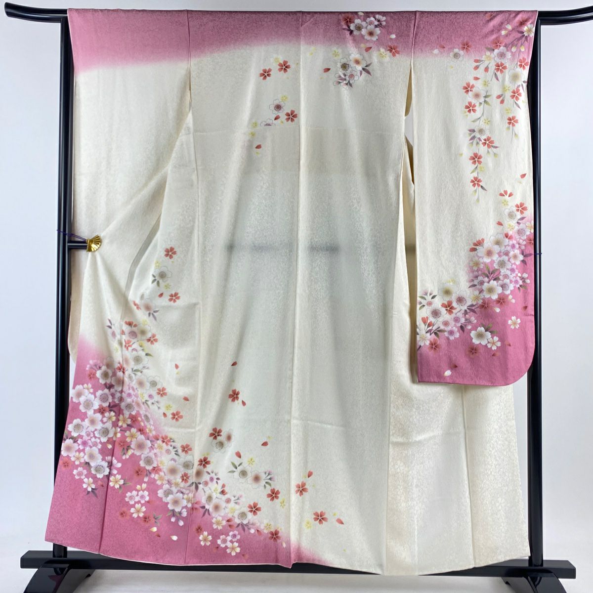 振袖 身丈154.5cm 裄丈64cm M 袷 桜 花びら 金彩 ぼかし 青緑 正絹 名品｜中古・古着・リサイクル着物通販｜バイセル オンライン