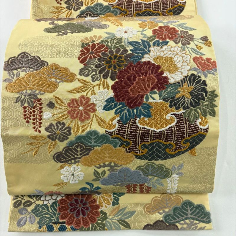 華 袋帯 唐織 扇面 花柄 高級 最高級袋帯「蘇州汕頭相良刺繍 唐花華紋」 | 販売着物商品,袋帯