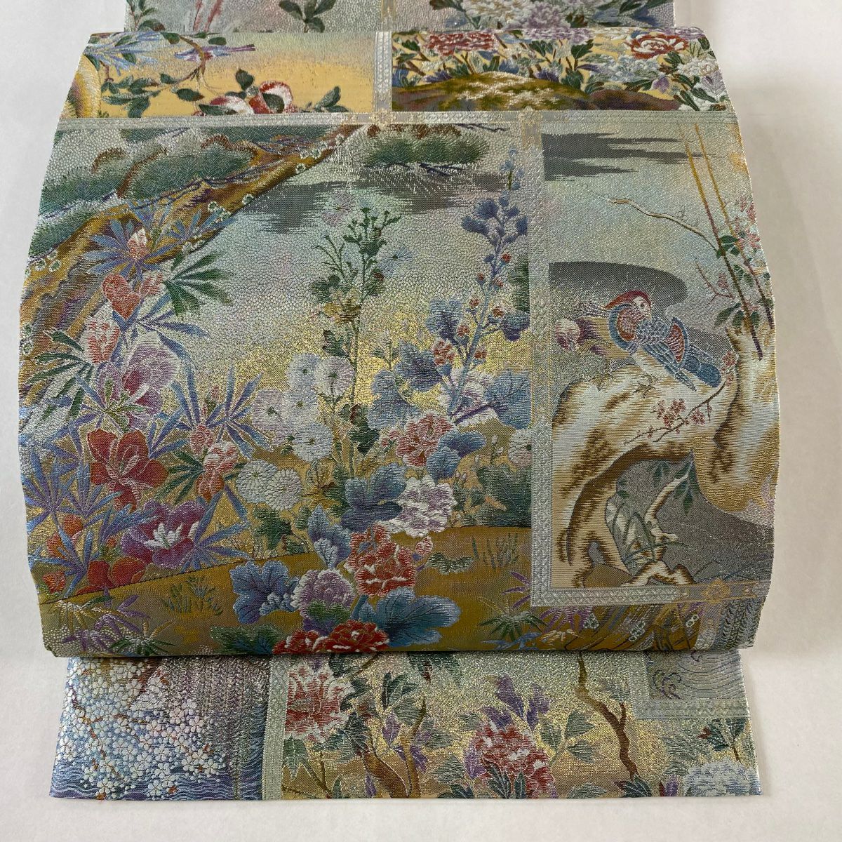 袋帯 美品 逸品 琳派大全集 リバーシブル 草花 流水 金銀糸 箔