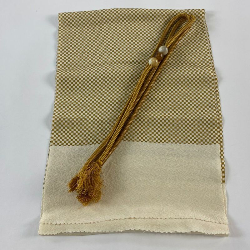 和装セット 優品 帯締め帯揚げ2点セット 市松 ベージュ 正絹