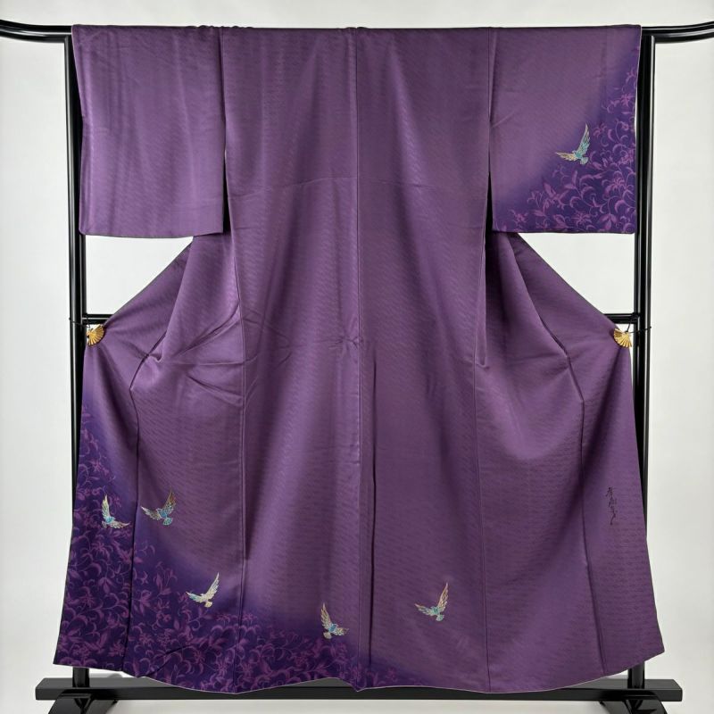 No,E01 新品正絹紬♢紫、えんじ系☆袷♢鈴乃屋購入※着丈157cm No,E01 新品正絹紬♢紫、えんじ系☆袷♢鈴乃屋購入※着丈157cm