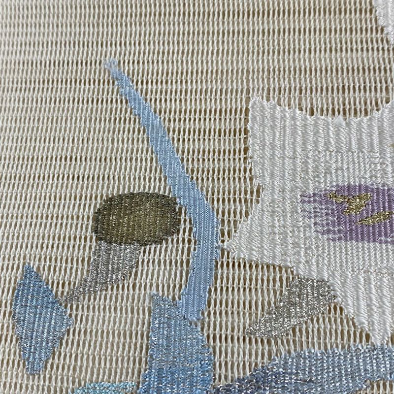 名古屋帯 秀品 夏帯 八寸名古屋帯 絽 トンネル仕立て 桔梗 流水
