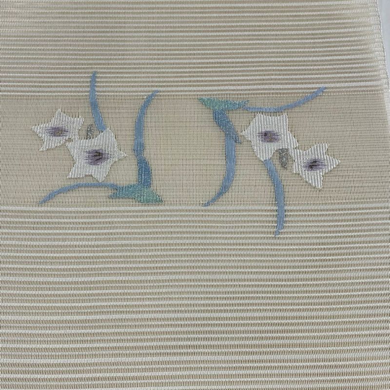 名古屋帯 秀品 夏帯 八寸名古屋帯 絽 トンネル仕立て 桔梗 流水