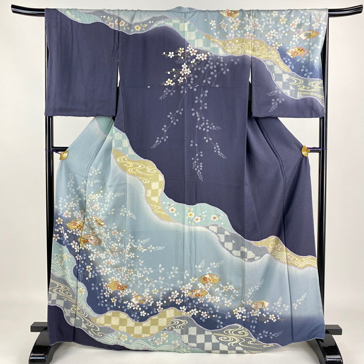 訪問着 身丈165cm 裄丈67.5cm L 袷 菊 籠目 金糸 金彩 赤茶 正絹 秀品｜中古・古着・リサイクル着物通販｜バイセル オンライン