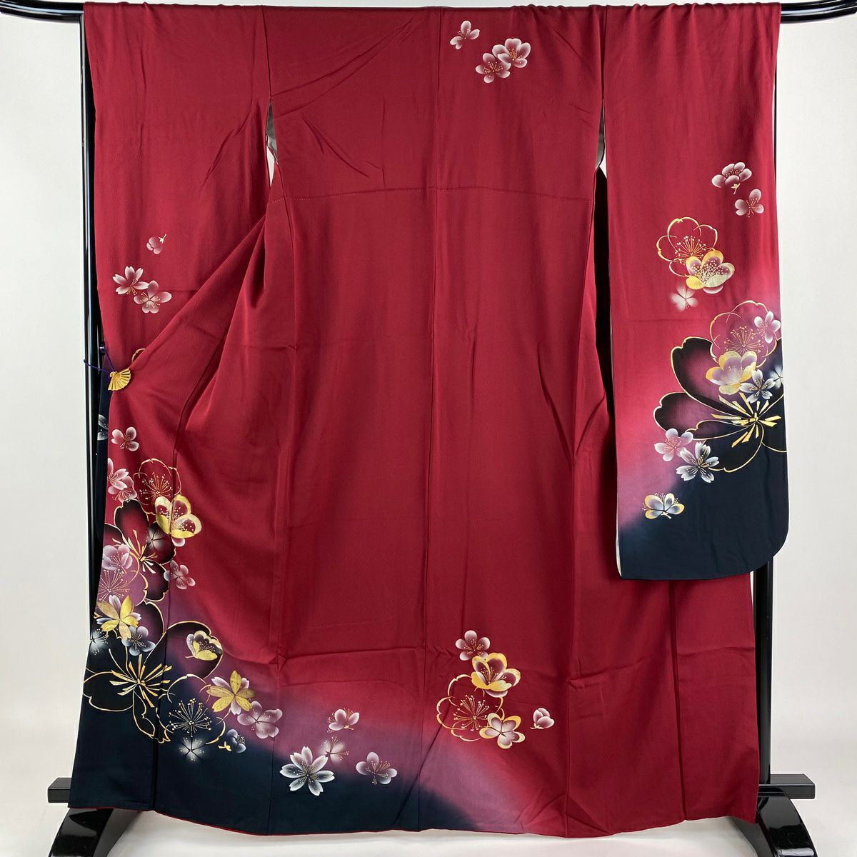 振袖 身丈165cm 裄丈68cm L 袷 桜 波 金糸 金銀彩 赤 正絹 美品 名品｜中古・古着・リサイクル着物通販｜バイセル オンライン