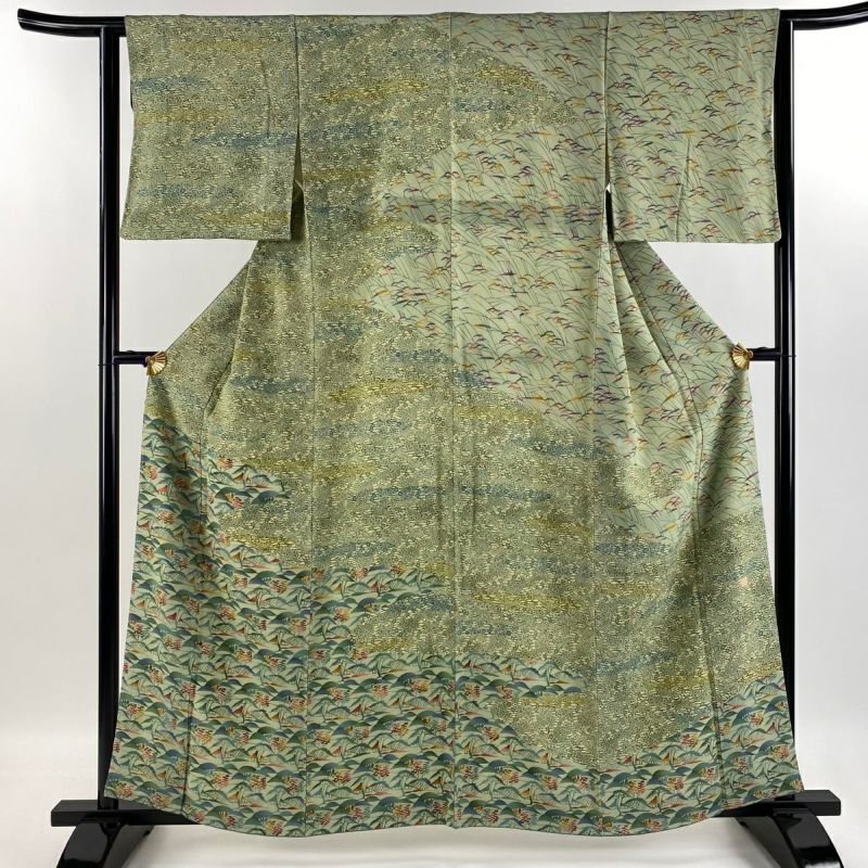 極美品　訪問着　着物　身丈158cm 裄丈67cm 黒 訪問着 身丈158cm 裄丈67cm M 袷 落款あり 辻が花柄 染め分け