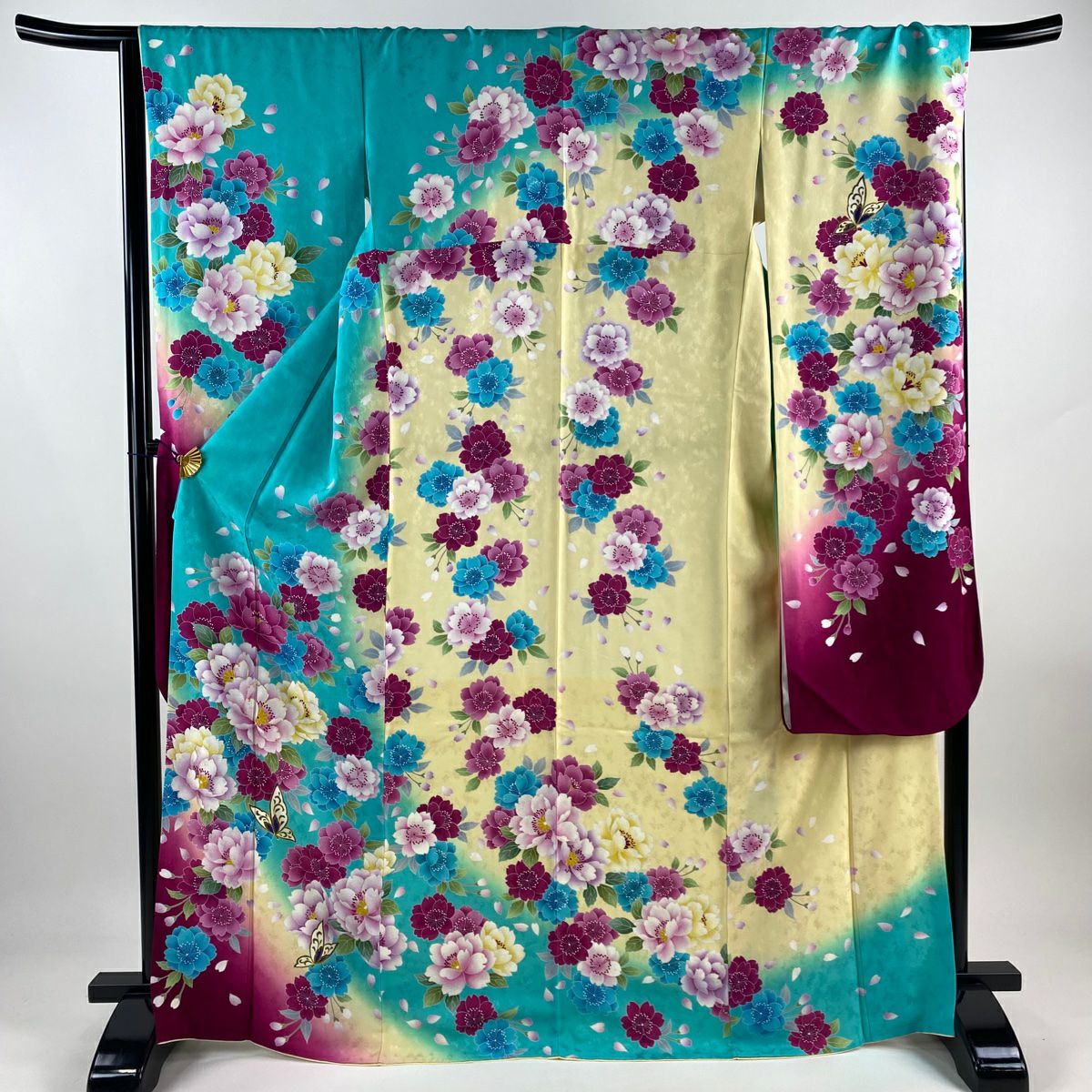 30％OFF 振袖 身丈161cm 裄丈67.5cm L 袷 やまと 牡丹 金彩