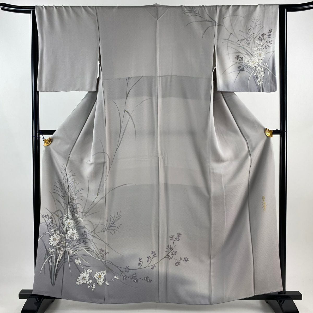 訪問着 身丈152cm 裄丈64.5cm M 袷 やまと 落款あり 枝花 草花