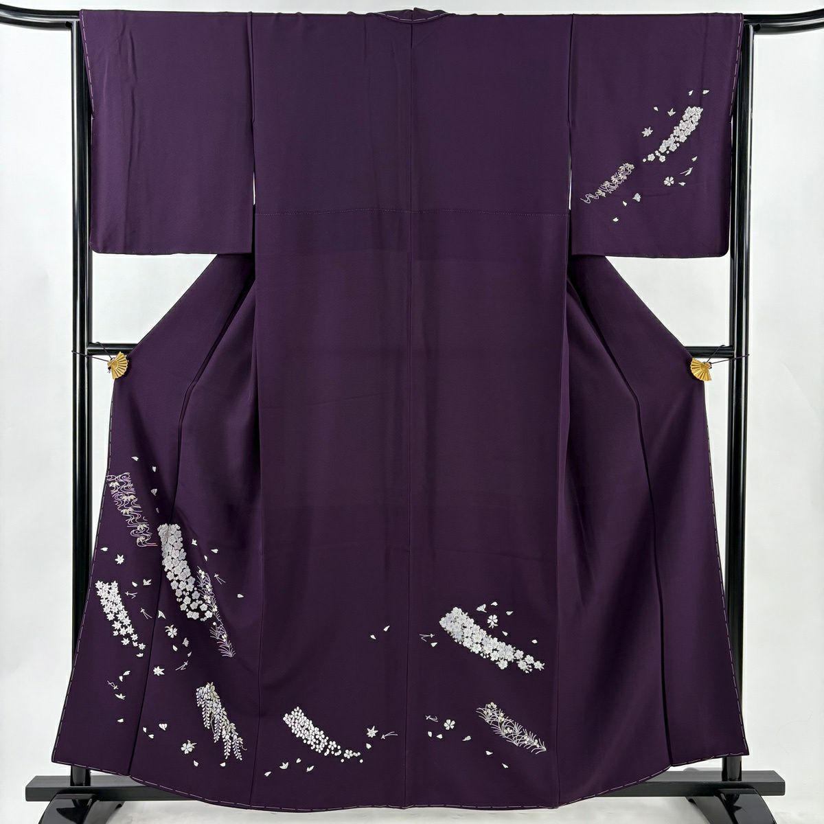 付下げ 身丈163cm 裄丈65.5cm M 袷 斉藤三才 落款あり 地紋 ぼかし 茶