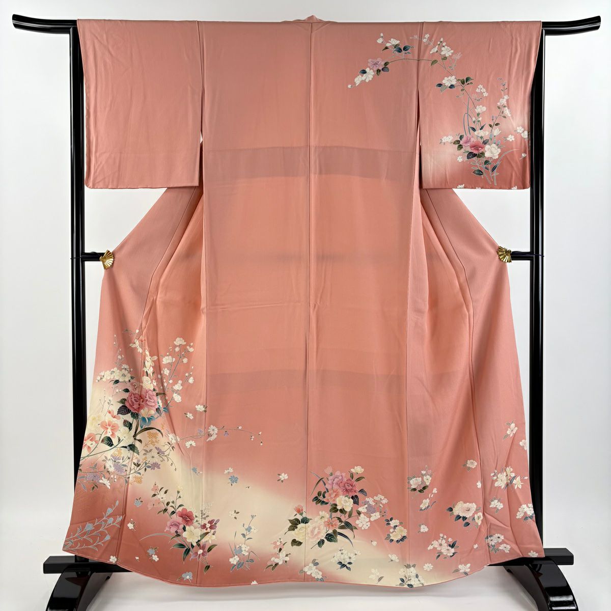 訪問着 身丈161cm 裄丈65.5cm M 袷 辻が花 金彩 ぼかし ピンク 正絹 秀