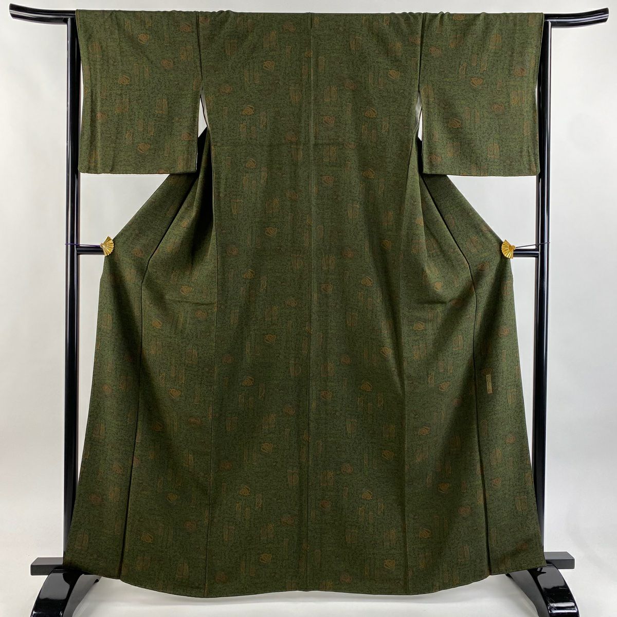 江戸小紋 着物 袷 薄茶色 万筋 正絹 上質 裄66.5 Ｌ 中古 sn1774 tkkm-8840_01.jpg