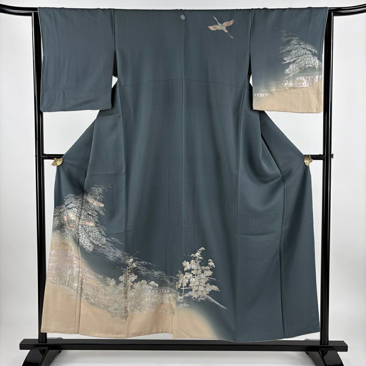 訪問着 身丈163.5cm 裄丈63cm S 袷 松竹梅 扇面 金彩 ぼかし