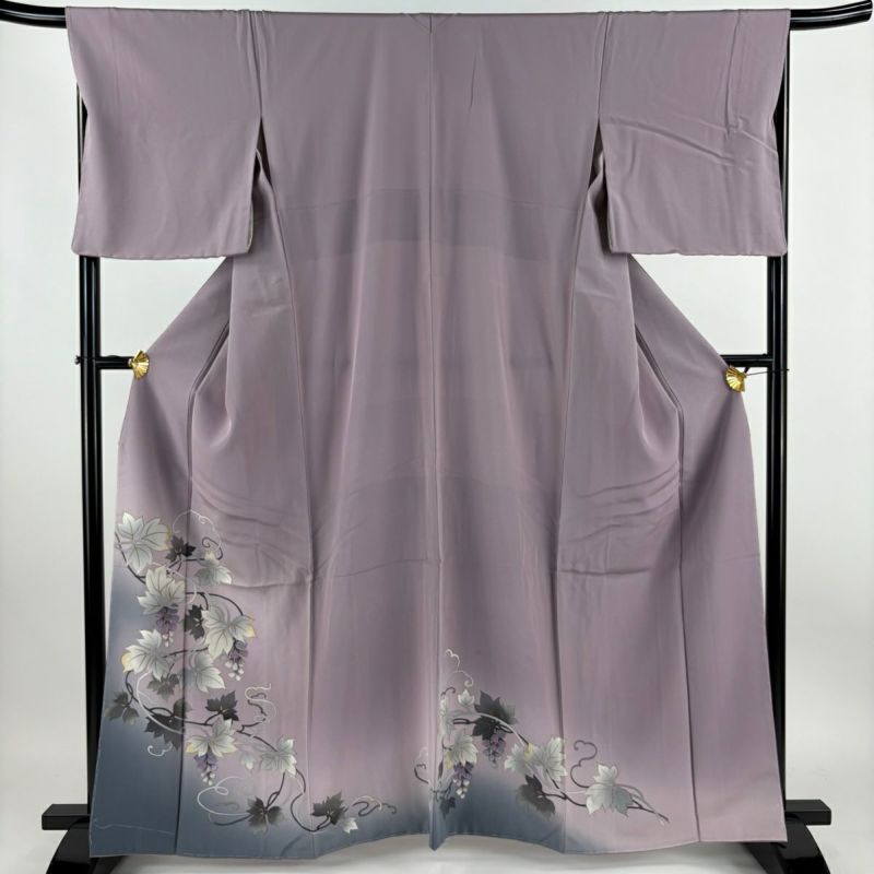 色留袖 身丈163.5cm 裄丈67.5cm L 袷 鈴乃屋 草花 金銀彩 ぼかし