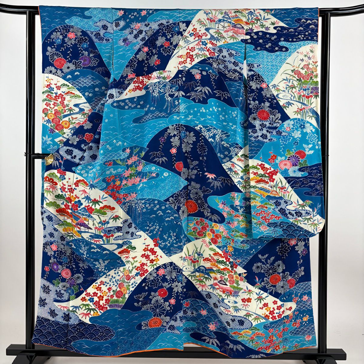 付下げ 身丈158cm 裄丈62.5cm S 袷 葡萄 霞 箔 刺繍 紫 正絹 秀