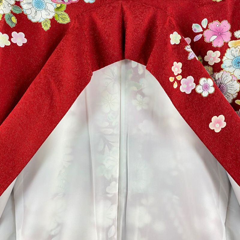 本日限定セール　花　蝶　黒地　振袖　袷　正絹 平和屋着物□六通柄袋帯 立涌花蝶文 黒地 金銀糸