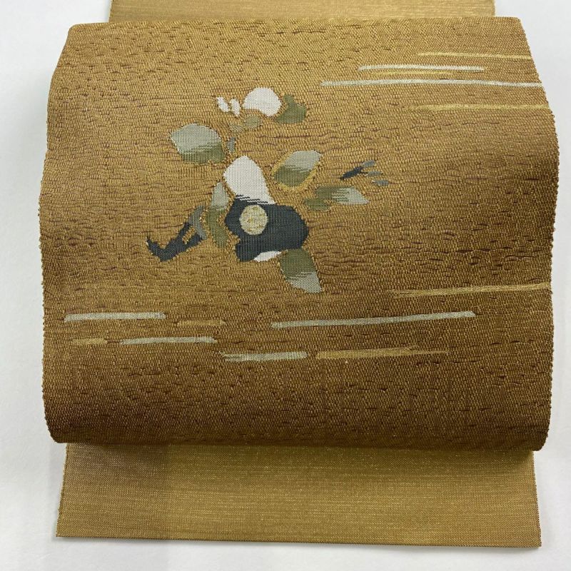 名古屋帯 美品 秀品 八寸名古屋帯 松葉仕立て 草花 霞 金銀糸