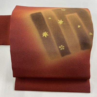 名古屋帯　萩　芝草流水　波　ネイビー　着物　054a d 名古屋帯 ｜ 中古着物・帯・和装小物 ｜ バイセル オンライン