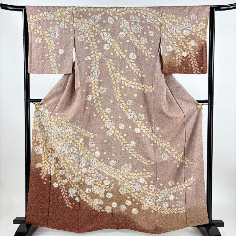 みゆ◯◯様　⭐️深ボルドー　辻ヶ花　裄70cm 訪問着　美品 ¥ 訪問着 身丈163cm 裄丈64.5cm M 袷 辻が花 ぼかし 灰紫 正絹