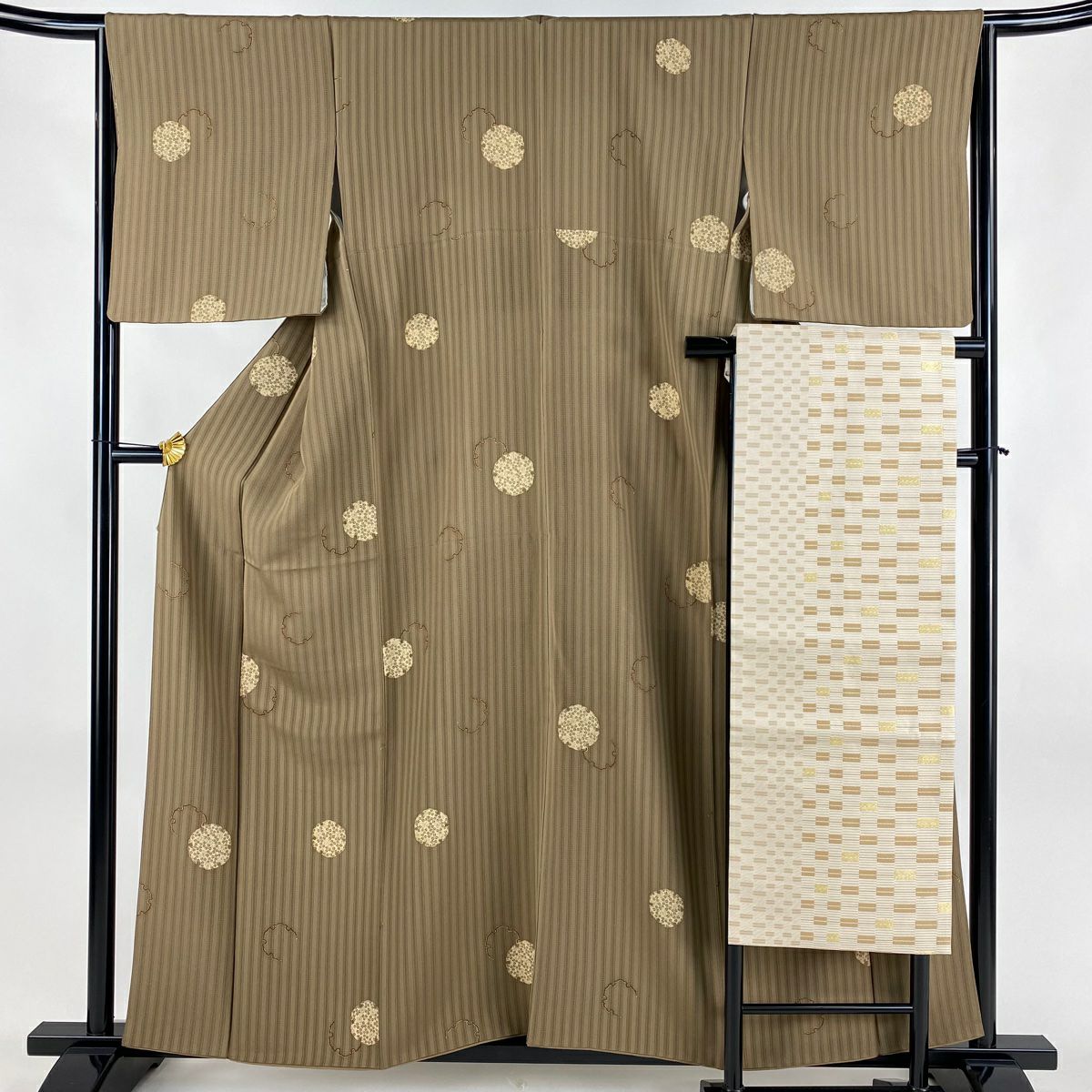 50%OFF 小紋 身丈165.5cm 裄丈69cm L 袷 名古屋帯セット 幾何学