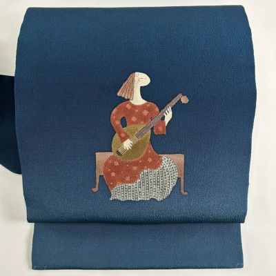 名古屋帯　牡丹　グラデーション　着物　064a d 未着用 作家もの 塩瀬 白地 牡丹模様 名古屋帯 着物 013a p