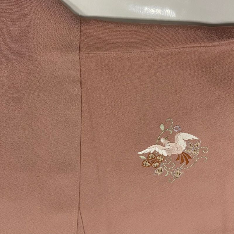 付下げ 身丈163.5cm 裄丈67.5cm L 袷 向かい鳥 華文 刺繍 金糸