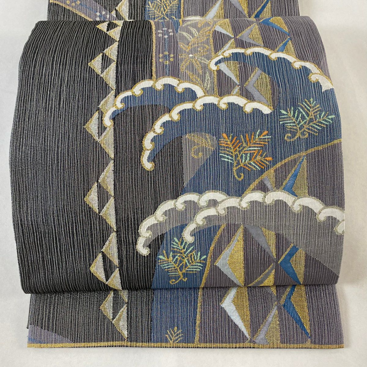 袋帯 名品 夏帯 菱 金銀糸 箔 クリーム お太鼓柄 正絹|中古 袋帯 名品 夏帯 菱 金銀糸 箔 クリーム お太鼓柄 正絹|中古