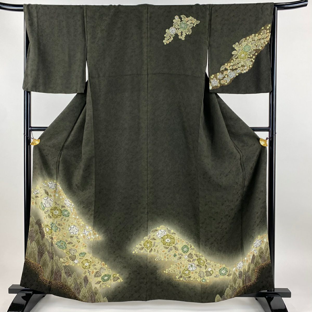 訪問着 身丈158cm 裄丈63.5cm S 袷 辻が花柄 笹 金銀彩 ぼかし