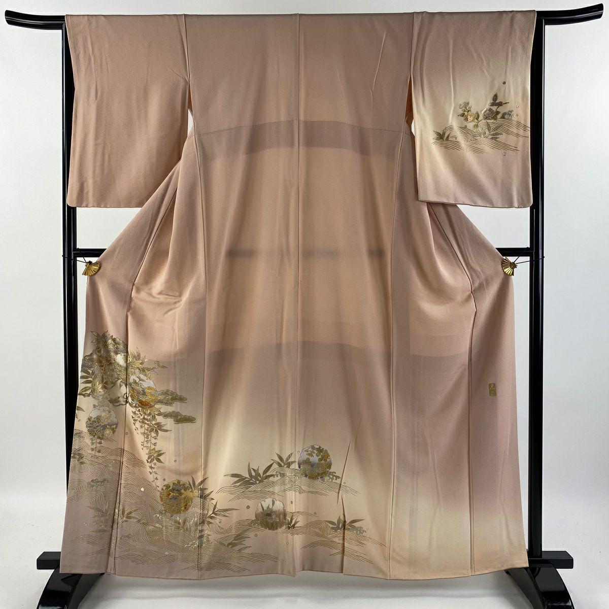 付下げ 身丈162.5cm 裄丈67.5cm L 袷 和田光正 落款あり 霞 金彩