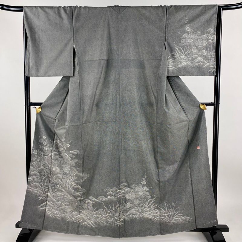 専用 KP877 大島紬 身丈161.5cm 証紙 単衣 着物 正絹 付下げ 身丈161.5cm 裄丈65.5cm M 袷 大島紬地 落款あり 証紙