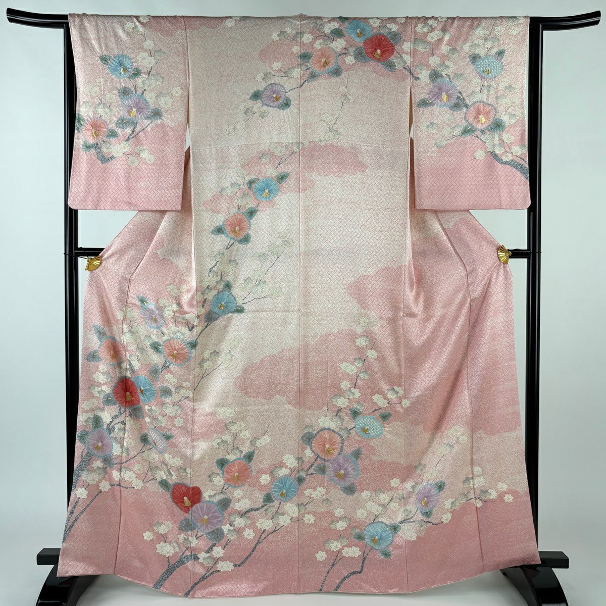 美品 訪問着 黒 枝花 金彩加工 身丈158cm 裄丈68cm お洒落 楽天市場】訪問着 身丈159.5cm 裄丈64cm M 袷 枝花 金彩 刺繍 緑