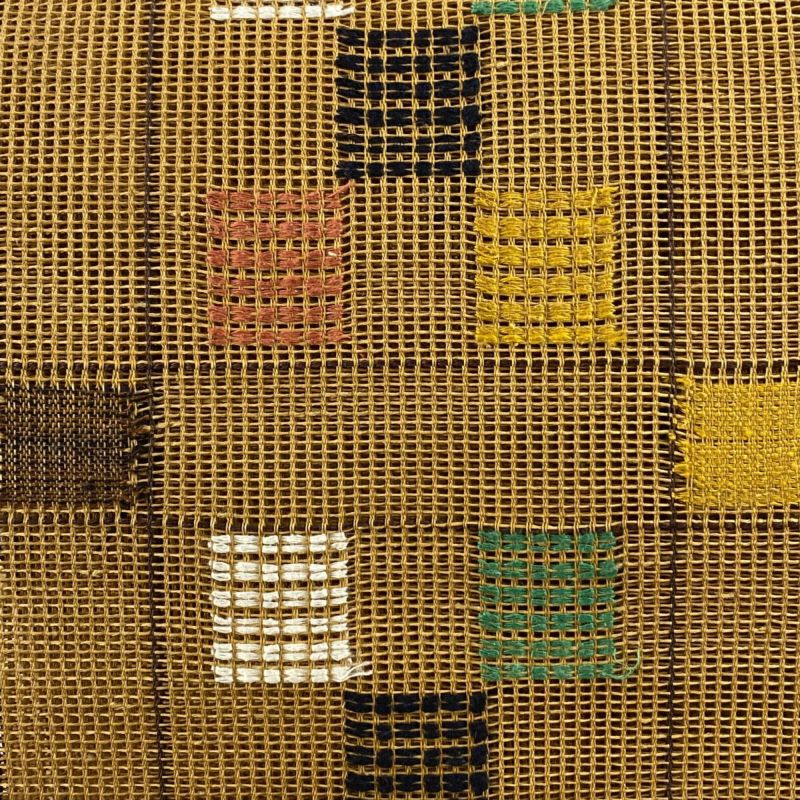 名古屋帯 秀品 夏帯 羅 八寸名古屋帯 幾何学模様 山吹茶色 正絹