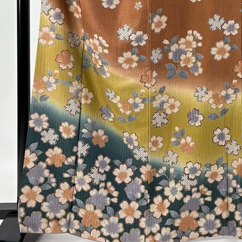 訪問着 身丈166cm 裄丈68cm L 袷 袋帯セット 桜 花びら 金彩