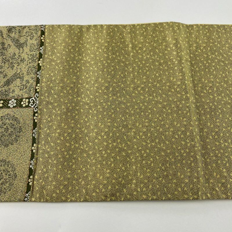袋帯 美品 秀品 華文 梅 金糸 箔 茶緑色 六通 正絹｜中古・古着